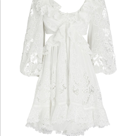 ZIMMERMANN Lulu Ruffled Cut-Out Mini Dress Size AU 2 / US 8 - Picture 4 of 15